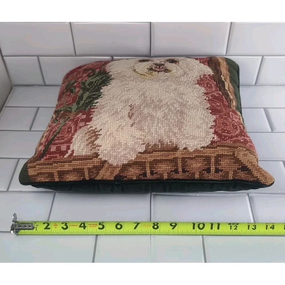 Vintage Maltese Dog Needlepoint Pillow 13
